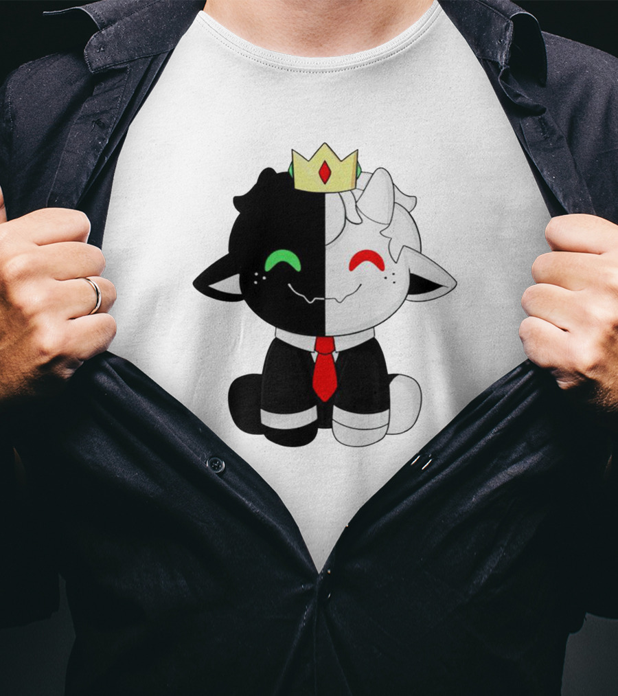 Ranboo Fashion Half Black Half White Crowned Character T-Shirt