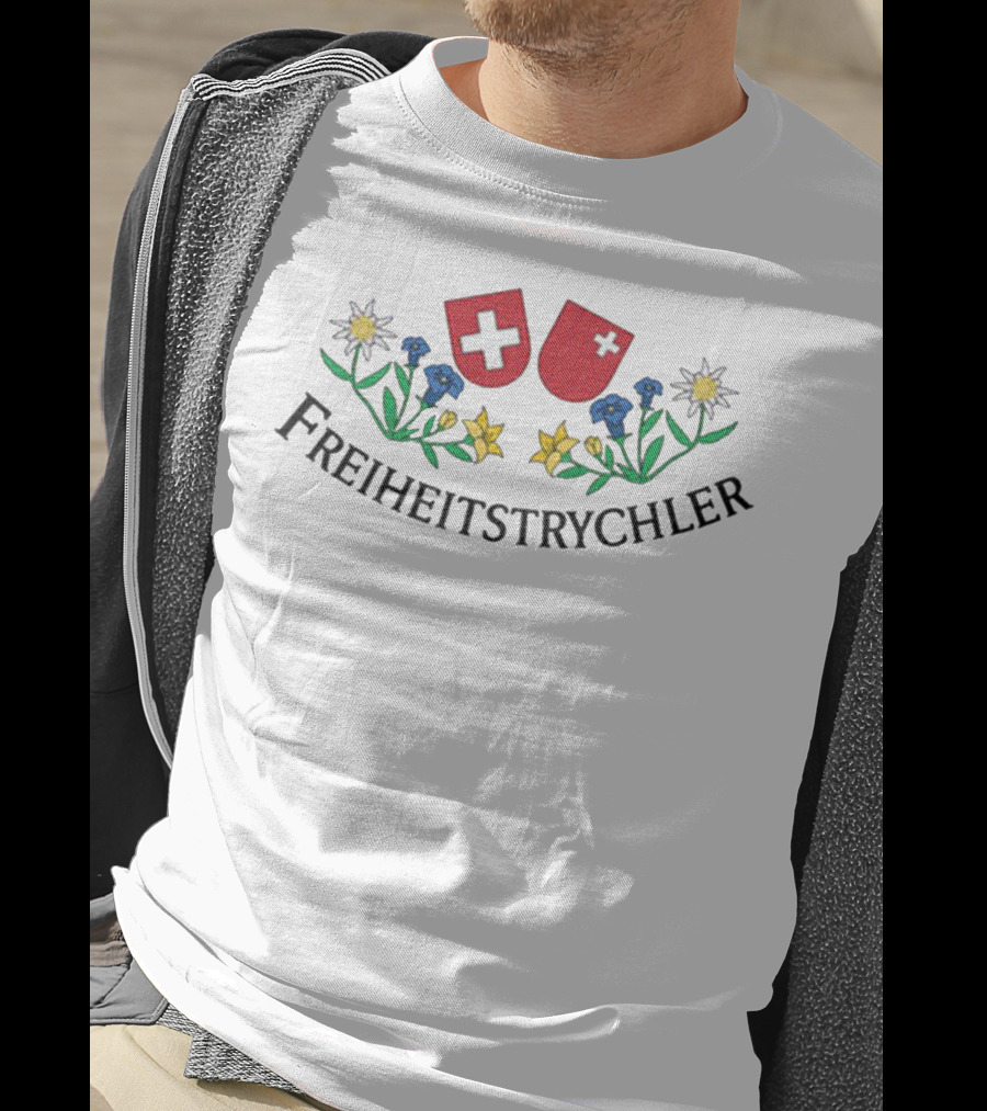 Freiheitstrychler Swiss Flags Edelweiss Flowers Ueli Maurer T-Shirt