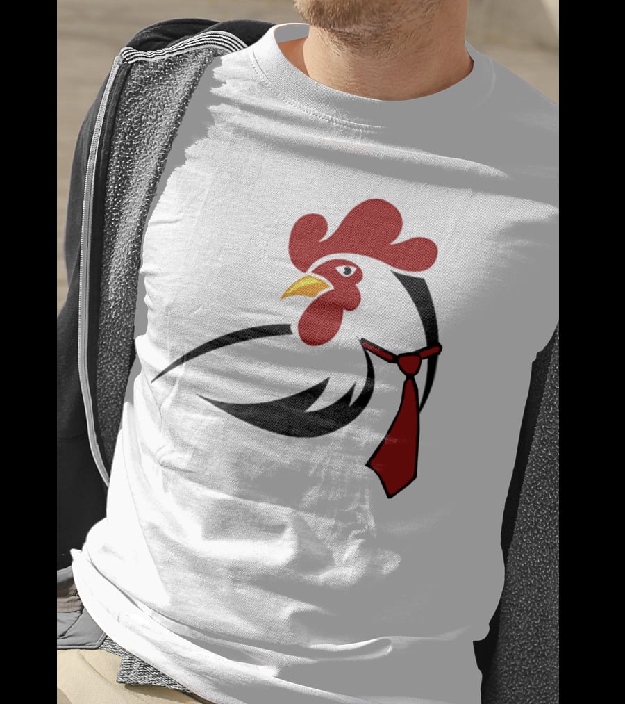 Hen Tie Rooster Necktie Motif T-Shirt