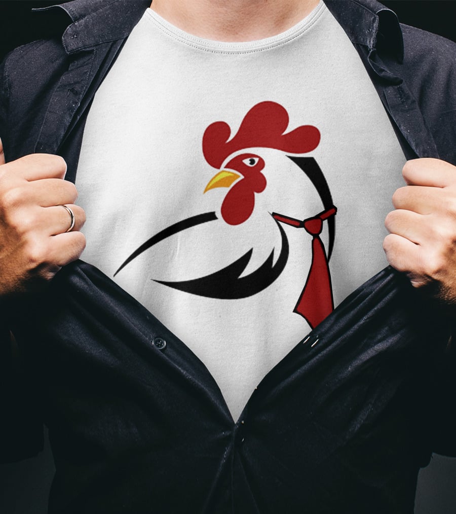 Hen Tie Rooster Necktie Motif T-Shirt