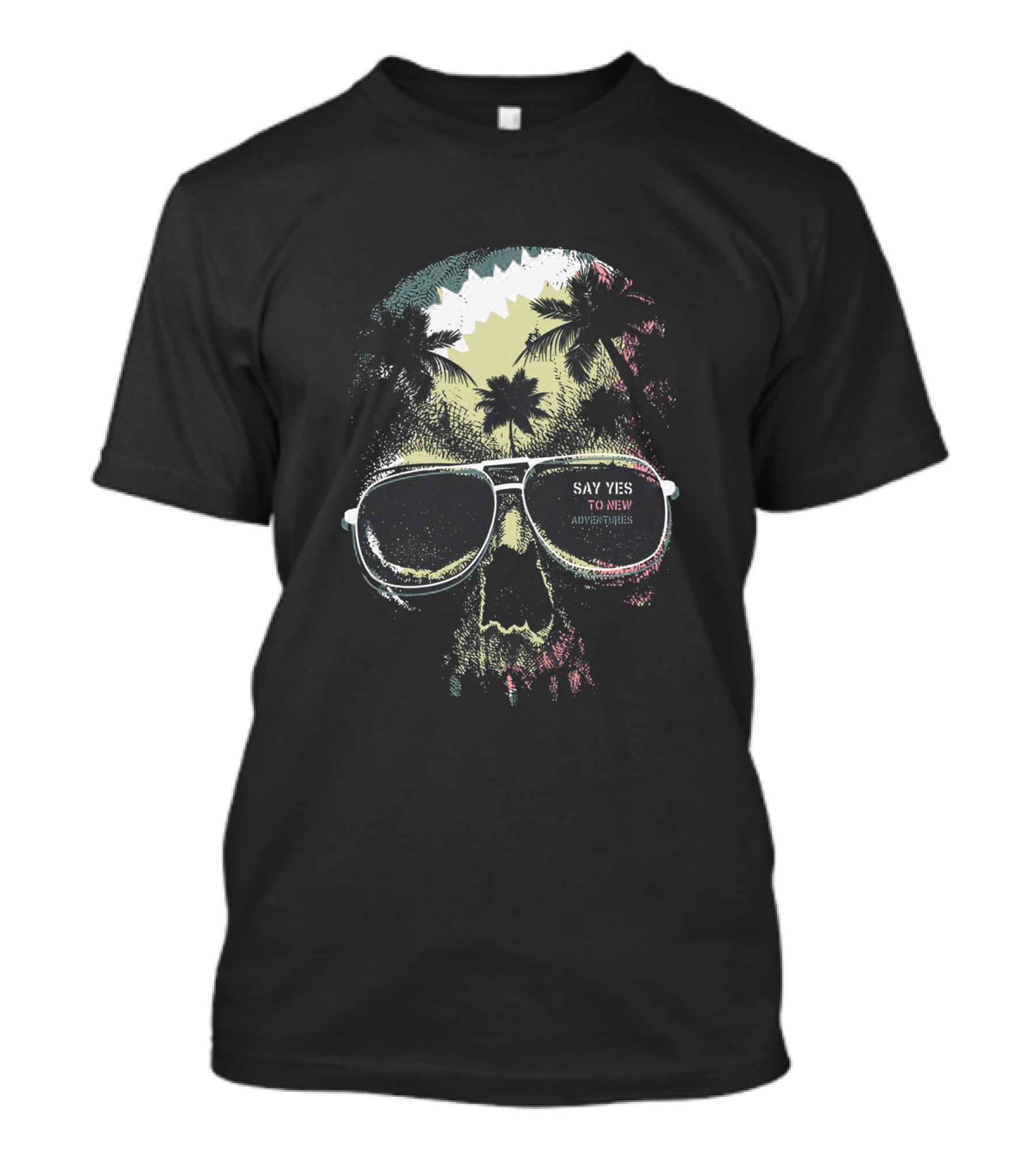 Say Yes To New Adventures Hot Skull Man Natural T-Shirt