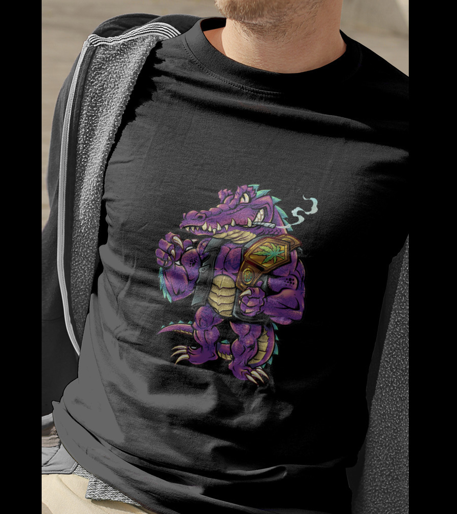 Agent Agent Crocodile Champion Smoking Purple T-Shirt