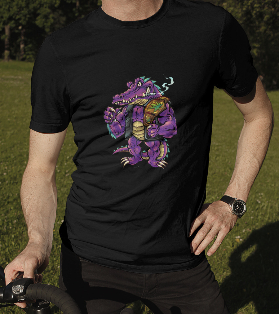 Agent Agent Crocodile Champion Smoking Purple T-Shirt