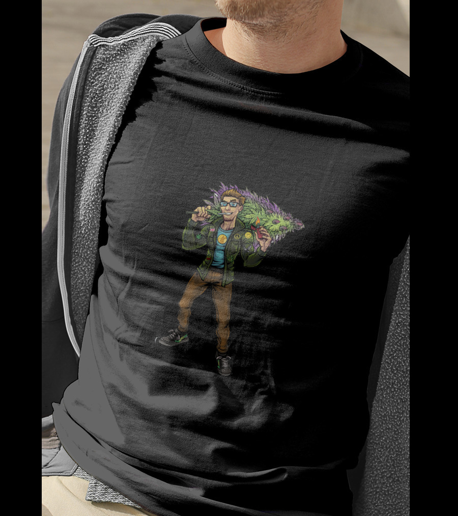 Man With Cana Carrying Green Foliage T-Shirt