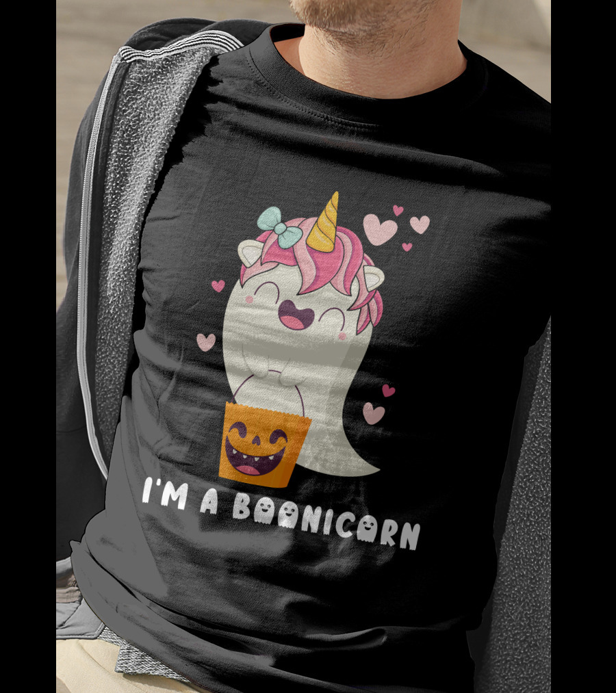 I'm A Boonicorn Cute Boonicorn Ghost Unicorn Halloween Hearts T-Shirt