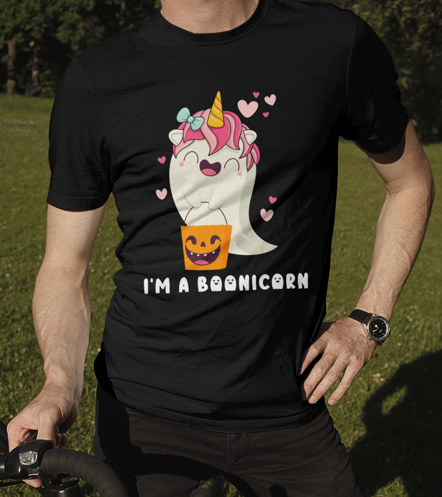 I'm A Boonicorn Cute Boonicorn Ghost Unicorn Halloween Hearts T-Shirt