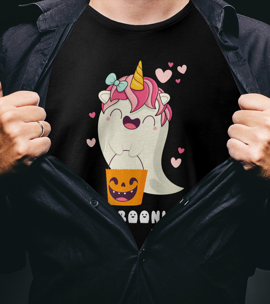 I'm A Boonicorn Cute Boonicorn Ghost Unicorn Halloween Hearts T-Shirt