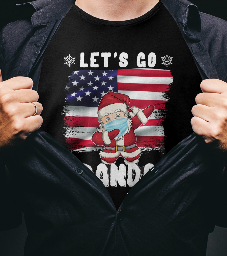 Let's Go Brandon Santa Mask American Flag Christmas T-Shirt