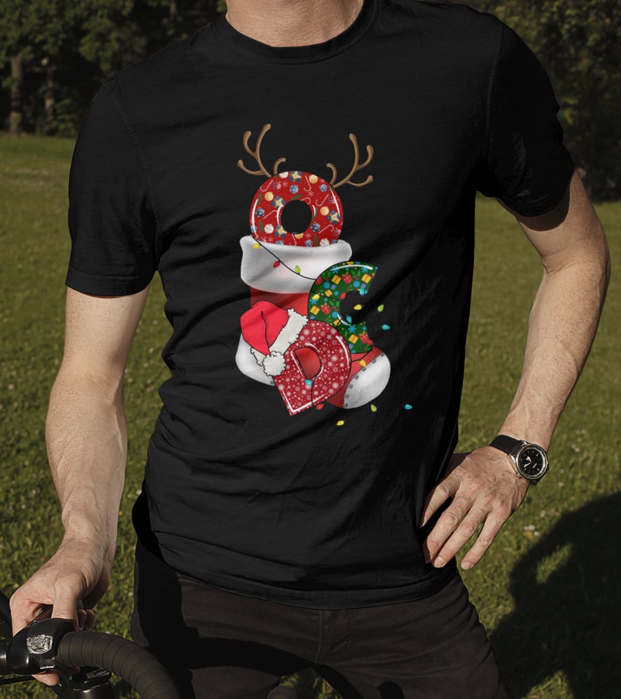 OCD Obsessive Christmas Disorder Reindeer Santa Hat Lights Stocking T-Shirt