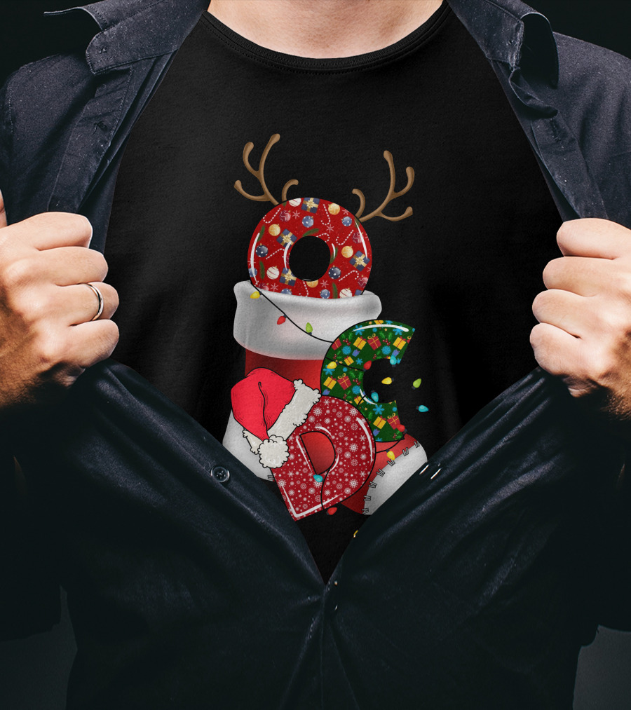 OCD Obsessive Christmas Disorder Reindeer Santa Hat Lights Stocking T-Shirt