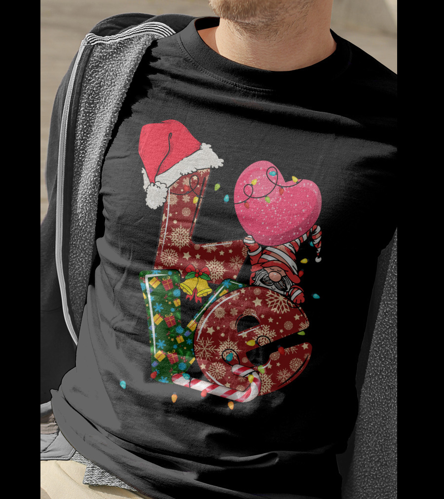 Christmas Love With Santa Hat And Festive T-Shirt