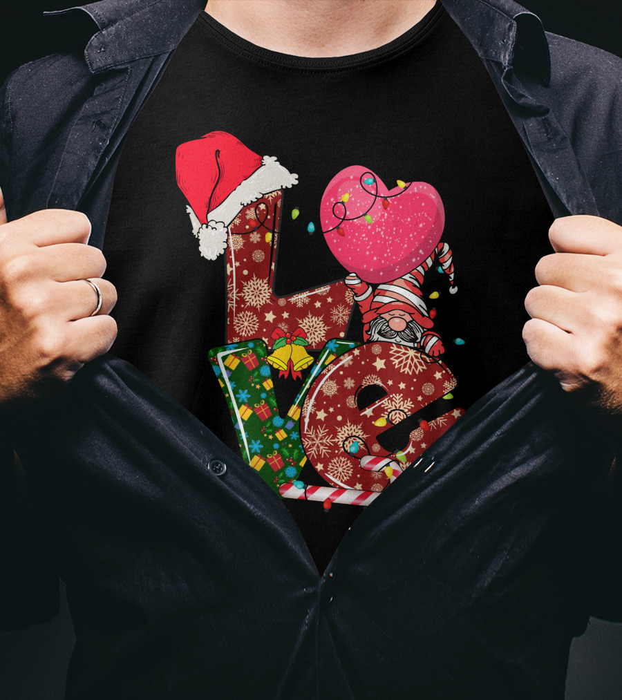 Christmas Love With Santa Hat And Festive T-Shirt