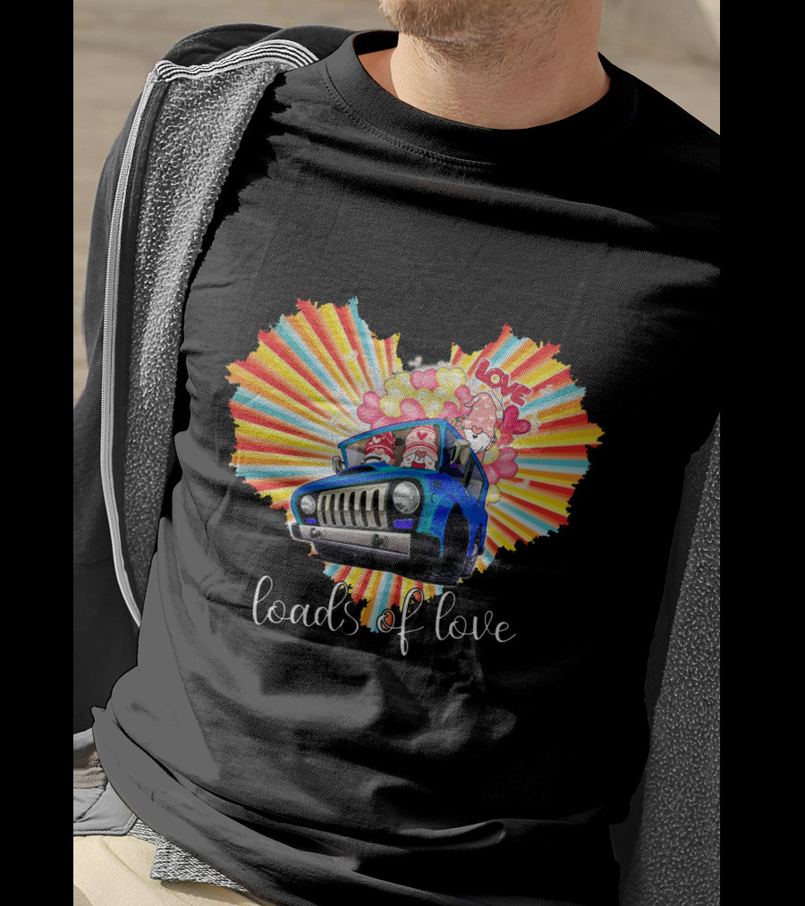 Loads Of Love Heart Explosion With Blue Jeep And Balloons T-Shirt