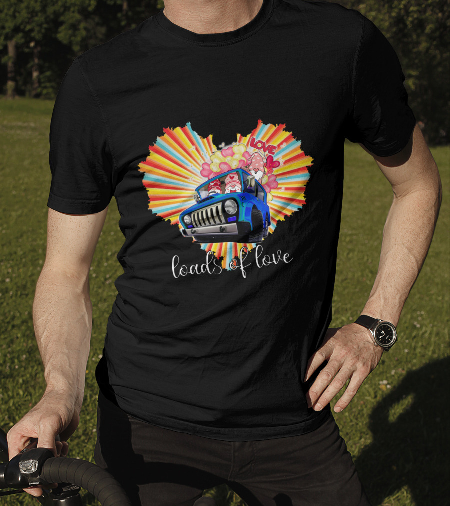 Loads Of Love Heart Explosion With Blue Jeep And Balloons T-Shirt