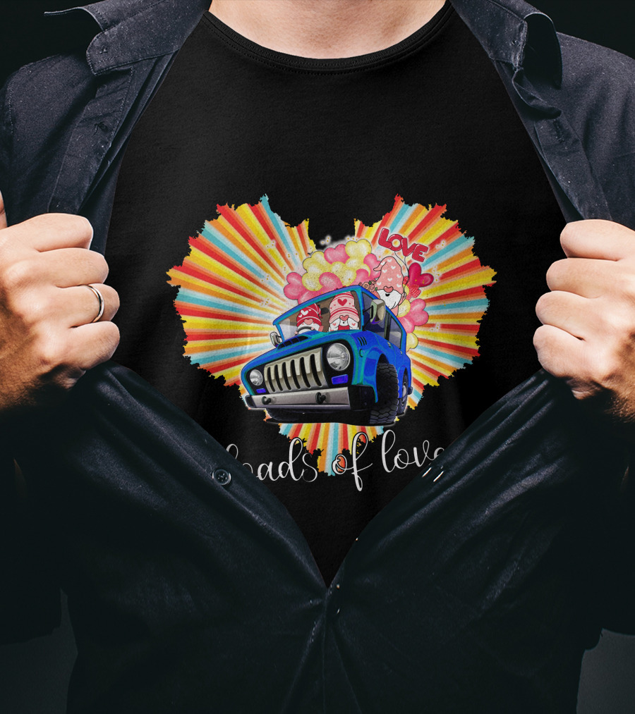 Loads Of Love Heart Explosion With Blue Jeep And Balloons T-Shirt