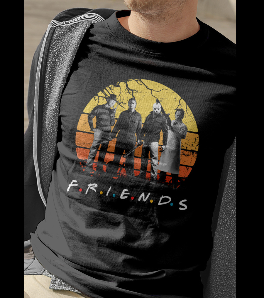FRIENDS Halloween Horror Characters Sunset T-Shirt