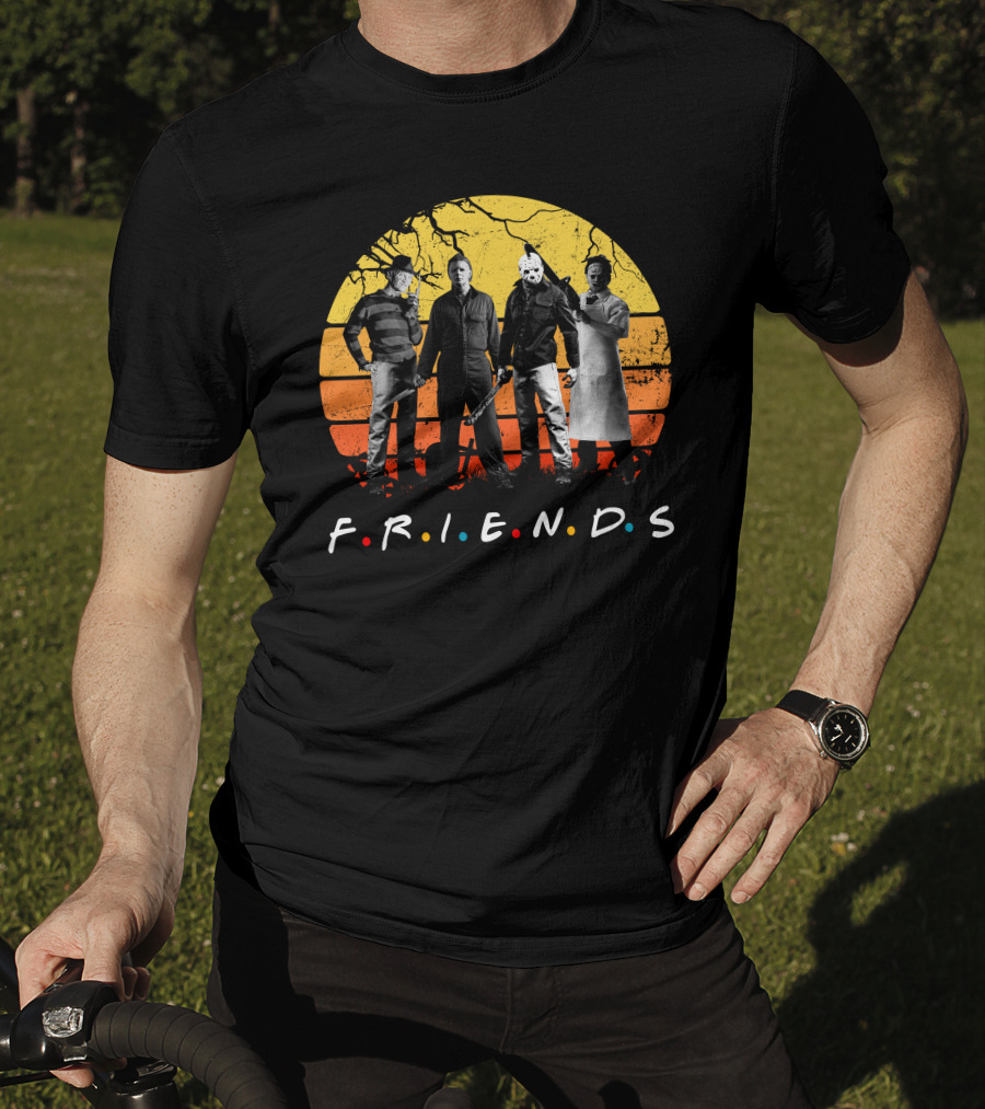 FRIENDS Halloween Horror Characters Sunset T-Shirt