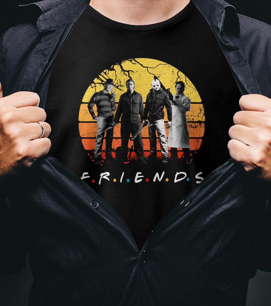 FRIENDS Halloween Horror Characters Sunset T-Shirt