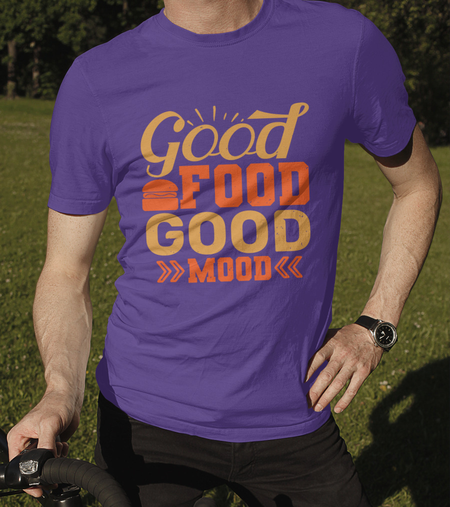 Good Food Good Mood Burger Sunburst Arrows T-Shirt