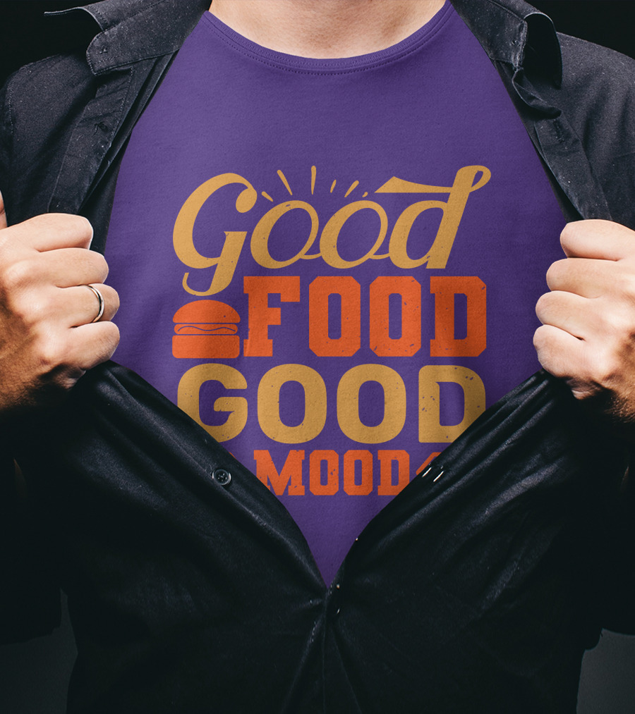 Good Food Good Mood Burger Sunburst Arrows T-Shirt