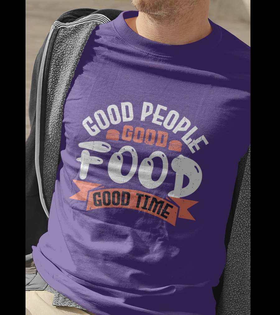 Good People Good Food Good Time Retro Banner T-Shirt
