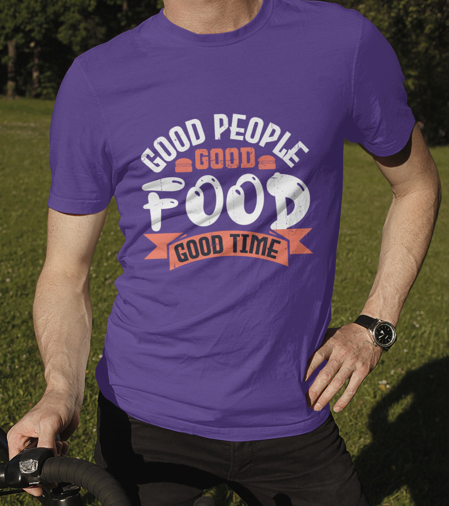 Good People Good Food Good Time Retro Banner T-Shirt