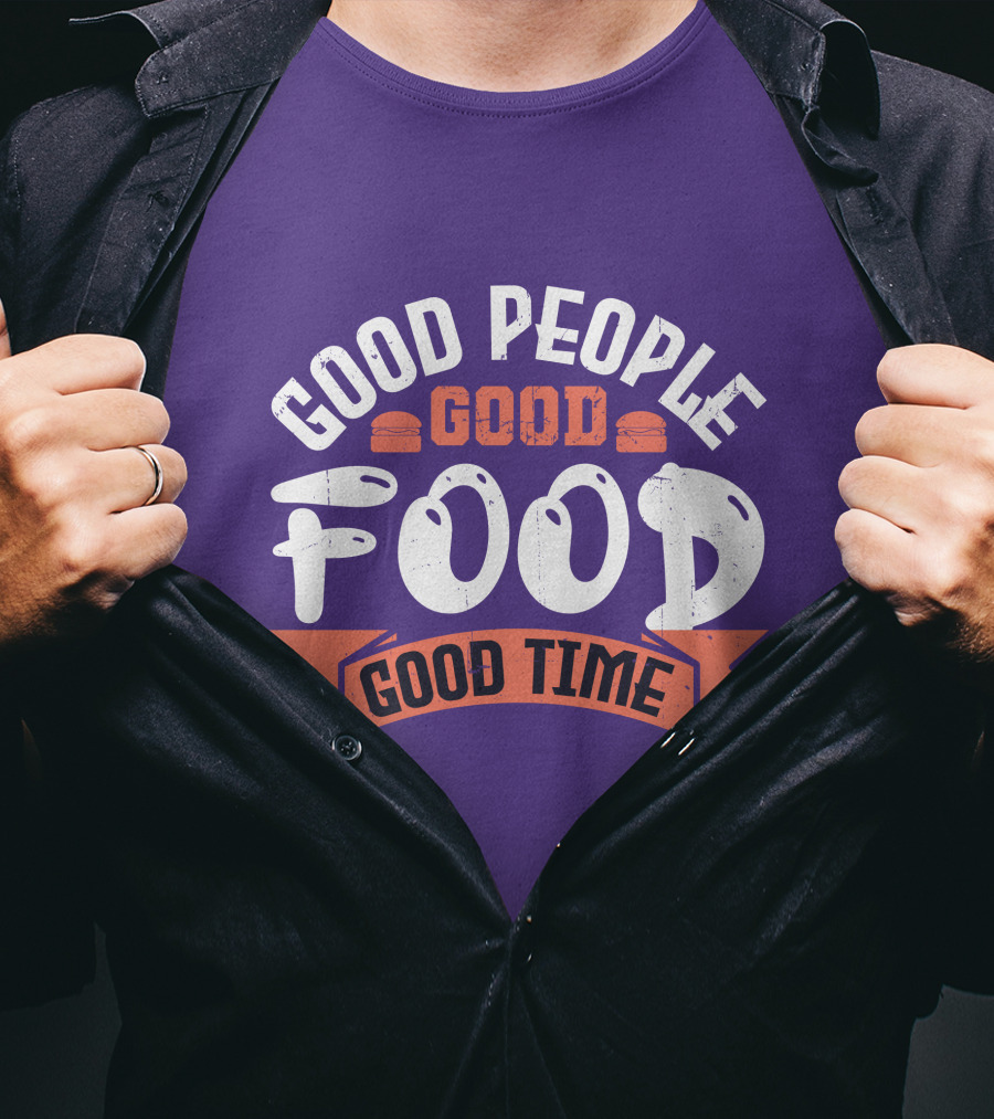 Good People Good Food Good Time Retro Banner T-Shirt