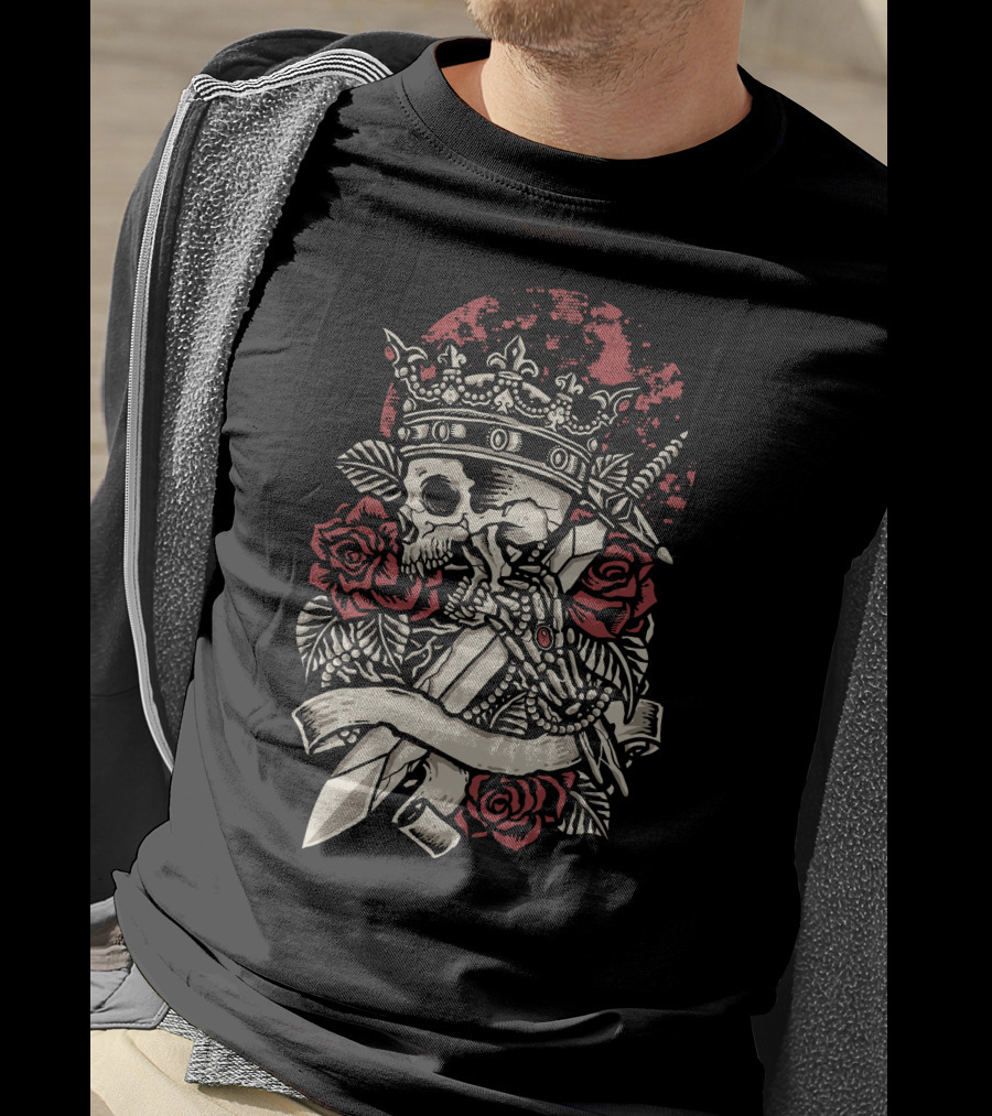 Abandoned King Wayne Mindscape Dreamscape Skull Crown Roses Sword T-Shirt