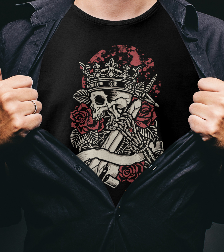Abandoned King Wayne Mindscape Dreamscape Skull Crown Roses Sword T-Shirt