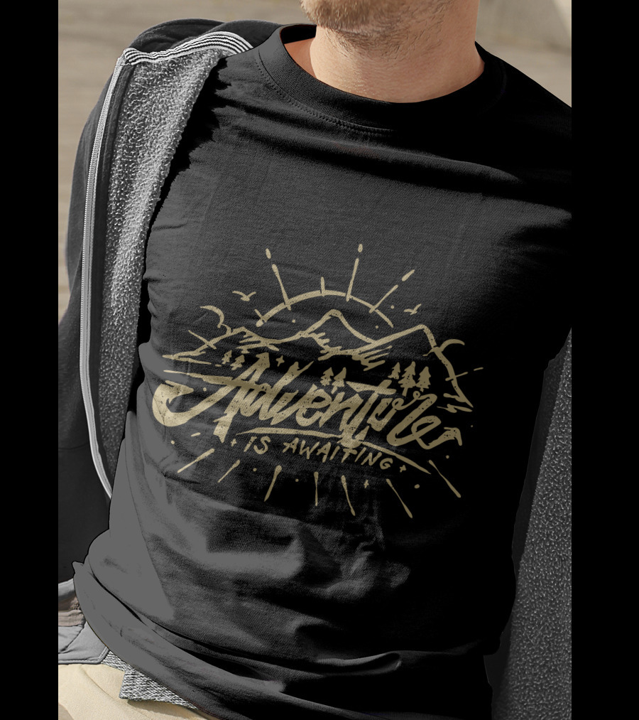Adventure Is Awaiting Nature Travel Adventure Time Cool Animal T-Shirt