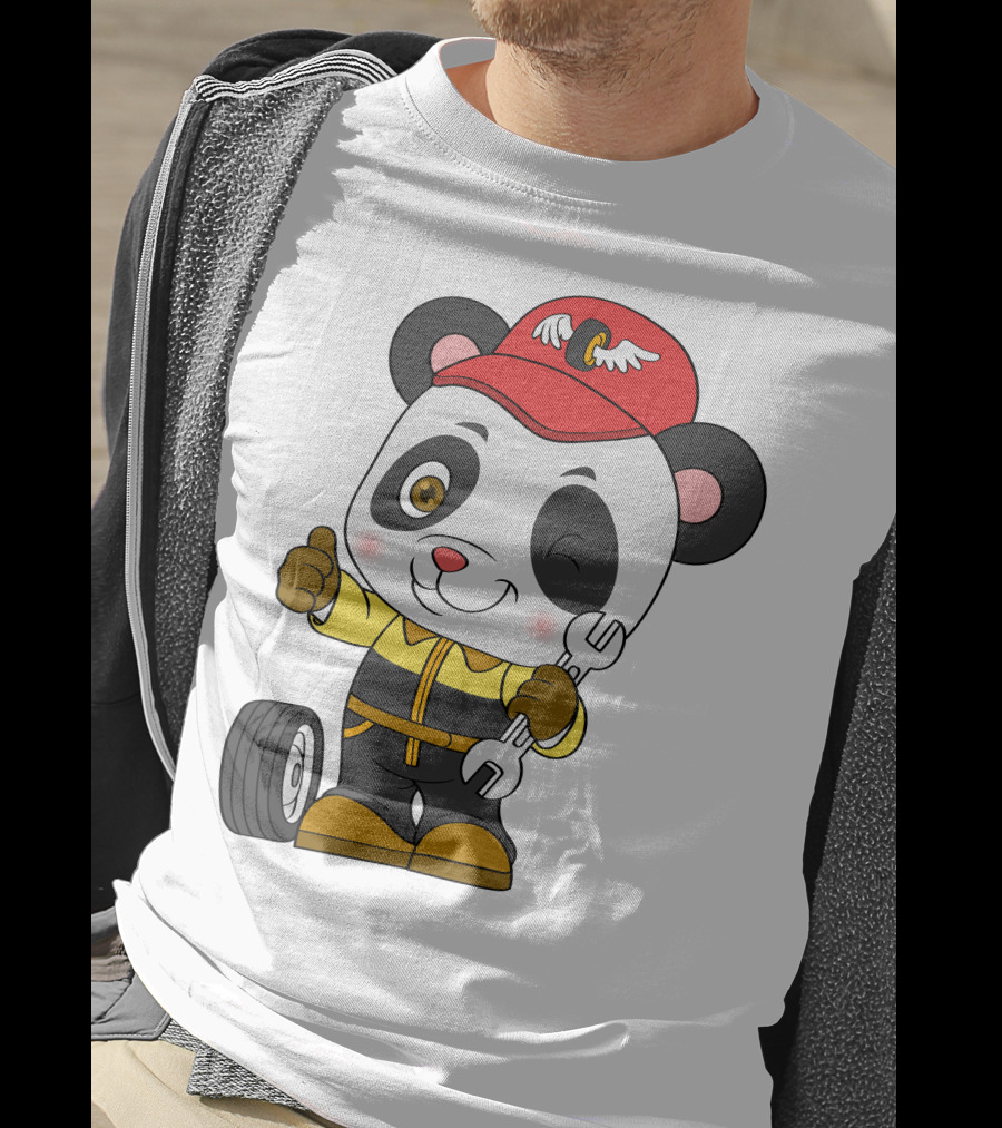 Mechanic Panda Thumbs Up With Wrench And Tire T-Shirt