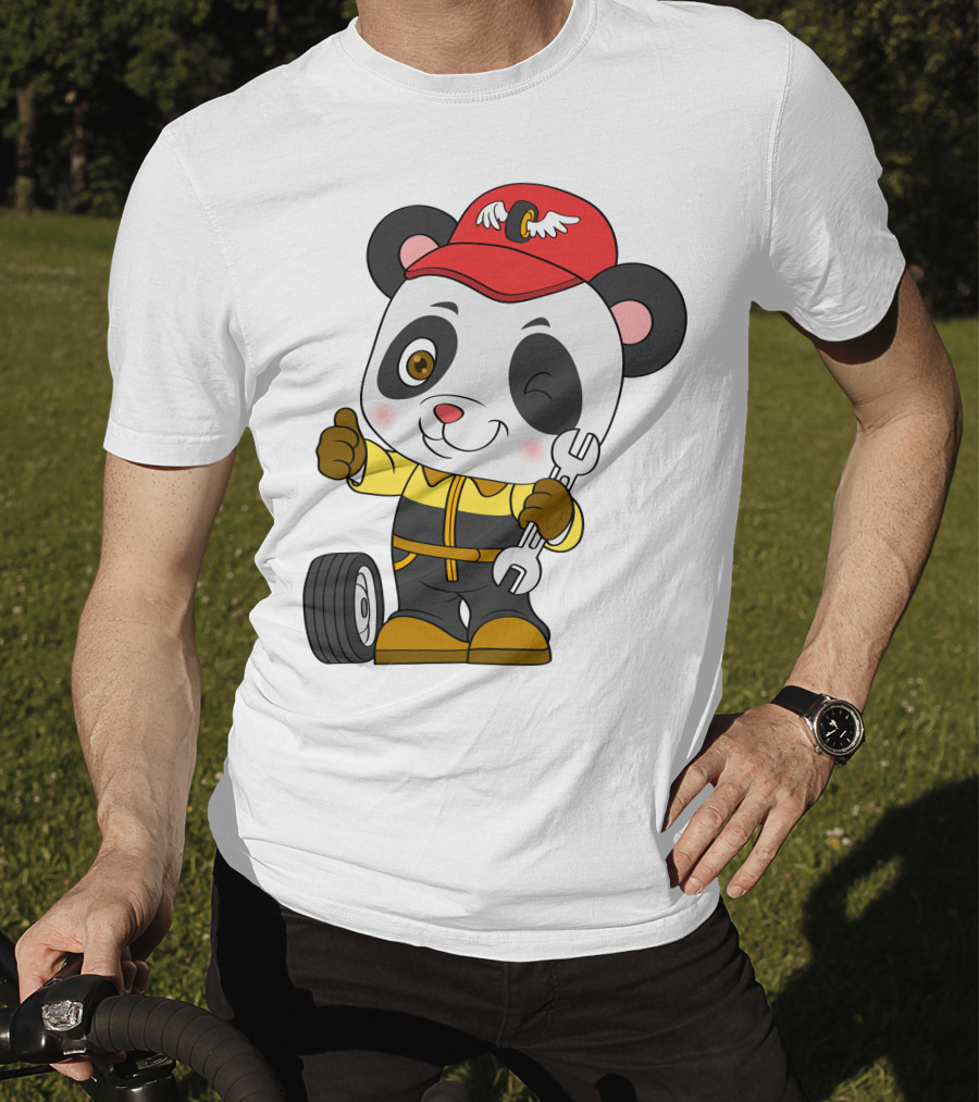 Mechanic Panda Thumbs Up With Wrench And Tire T-Shirt