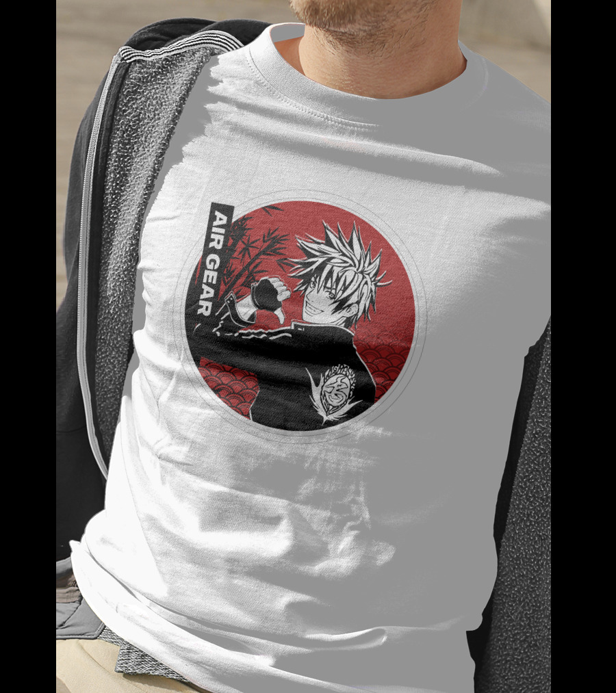 Air Gear Anime Character In Red And Black Circle With Bamboo Background T-Shirt