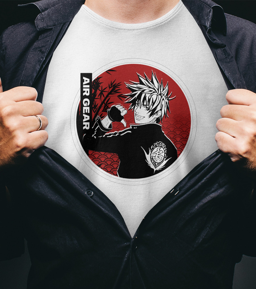 Air Gear Anime Character In Red And Black Circle With Bamboo Background T-Shirt