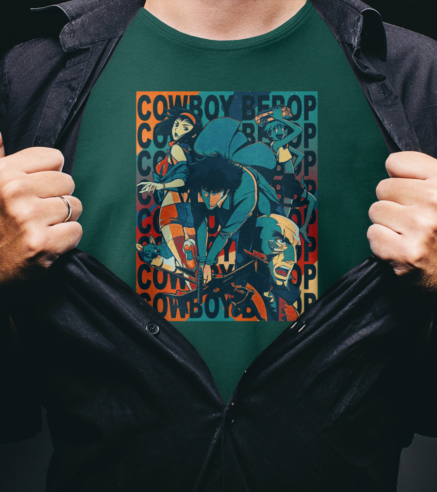Cowboy Bebop Spike Spiegel Faye Valentine Jet Black Anime Characters T-Shirt