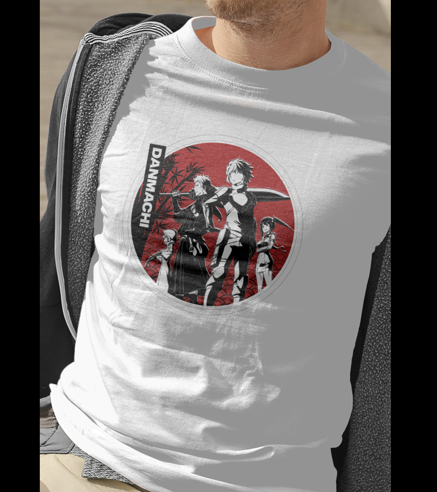 Danmachi Anime Characters Black And White Silhouettes T-Shirt