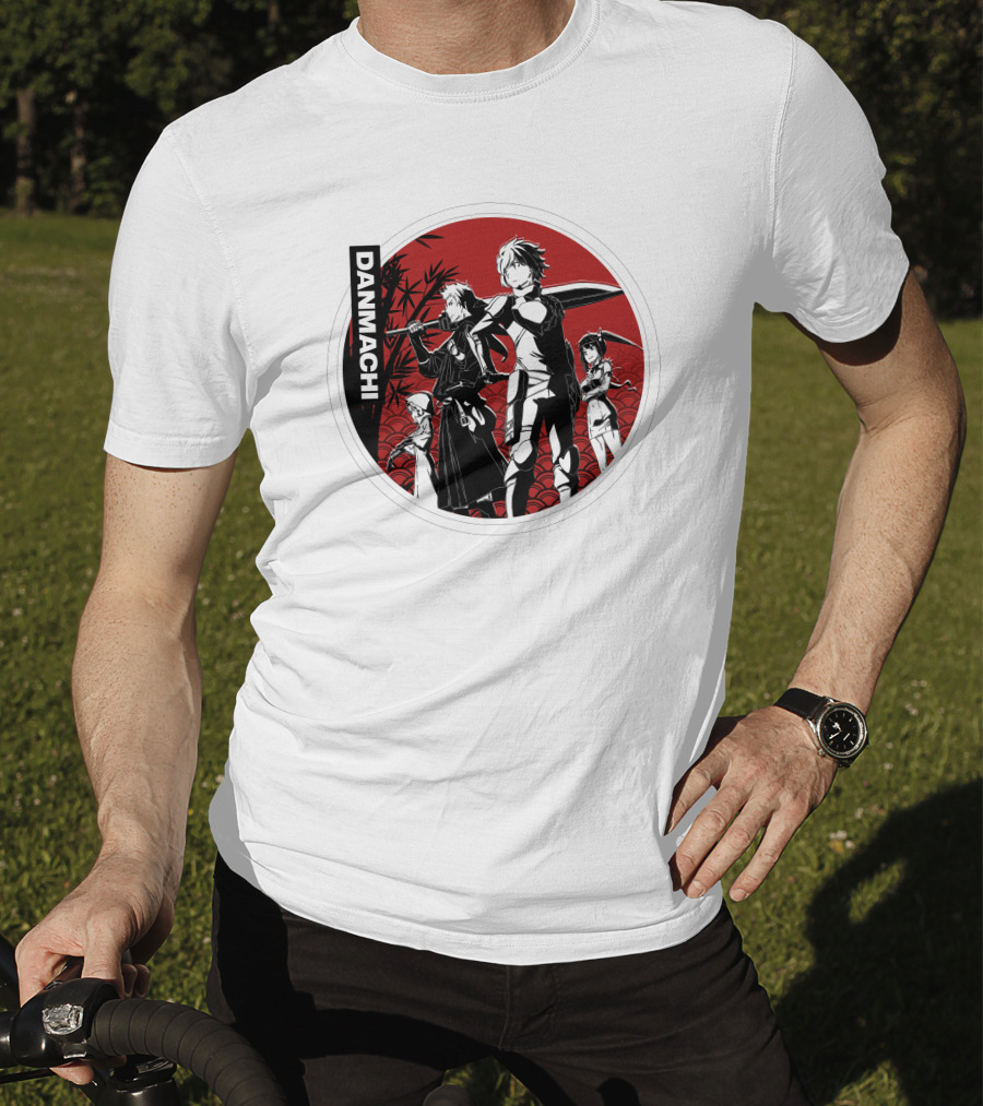Danmachi Anime Characters Black And White Silhouettes T-Shirt