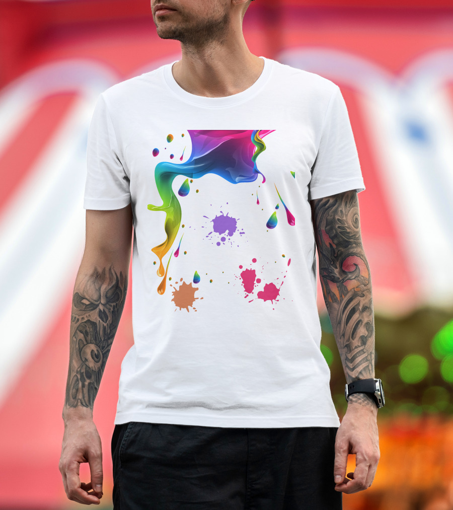 Waterpaint Colorful Splatter Vibrant Drips and Drops T-Shirt