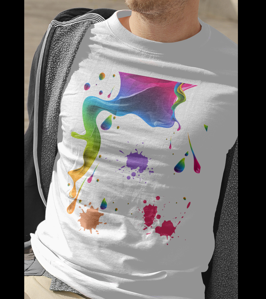 Waterpaint Colorful Splatter Vibrant Drips And Drops T-Shirt
