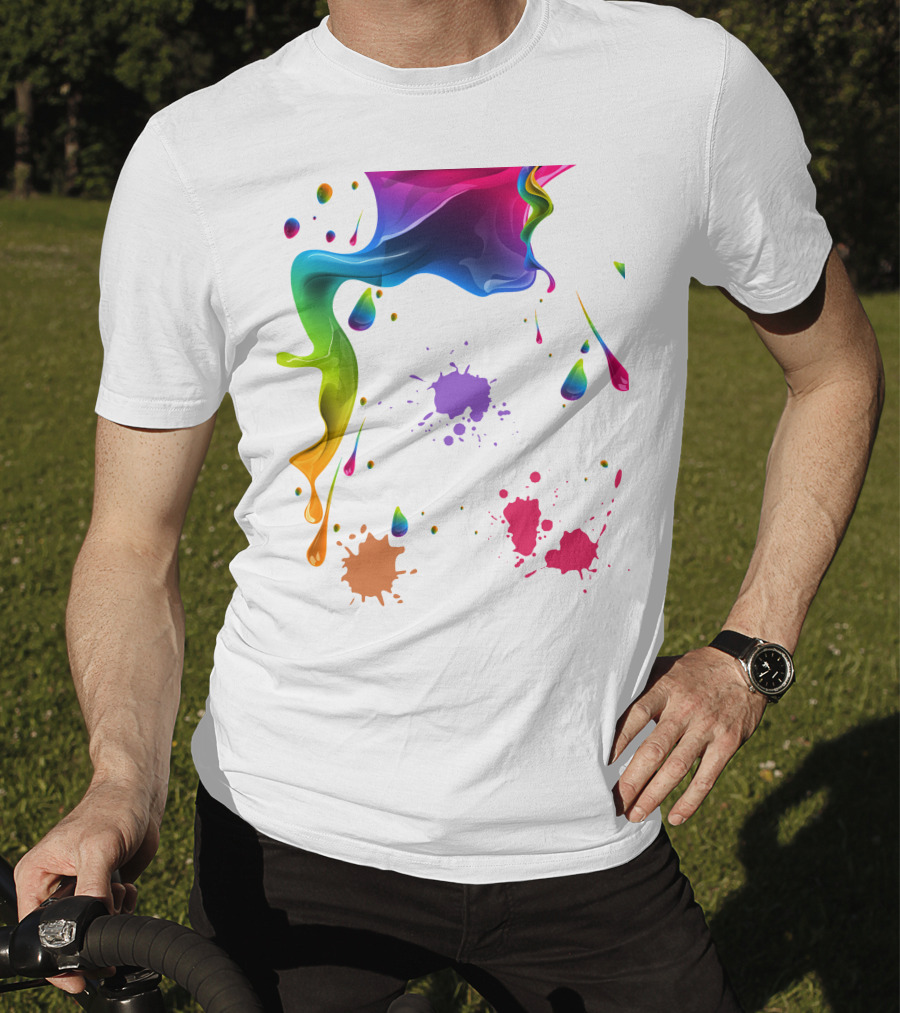 Waterpaint Colorful Splatter Vibrant Drips And Drops T-Shirt