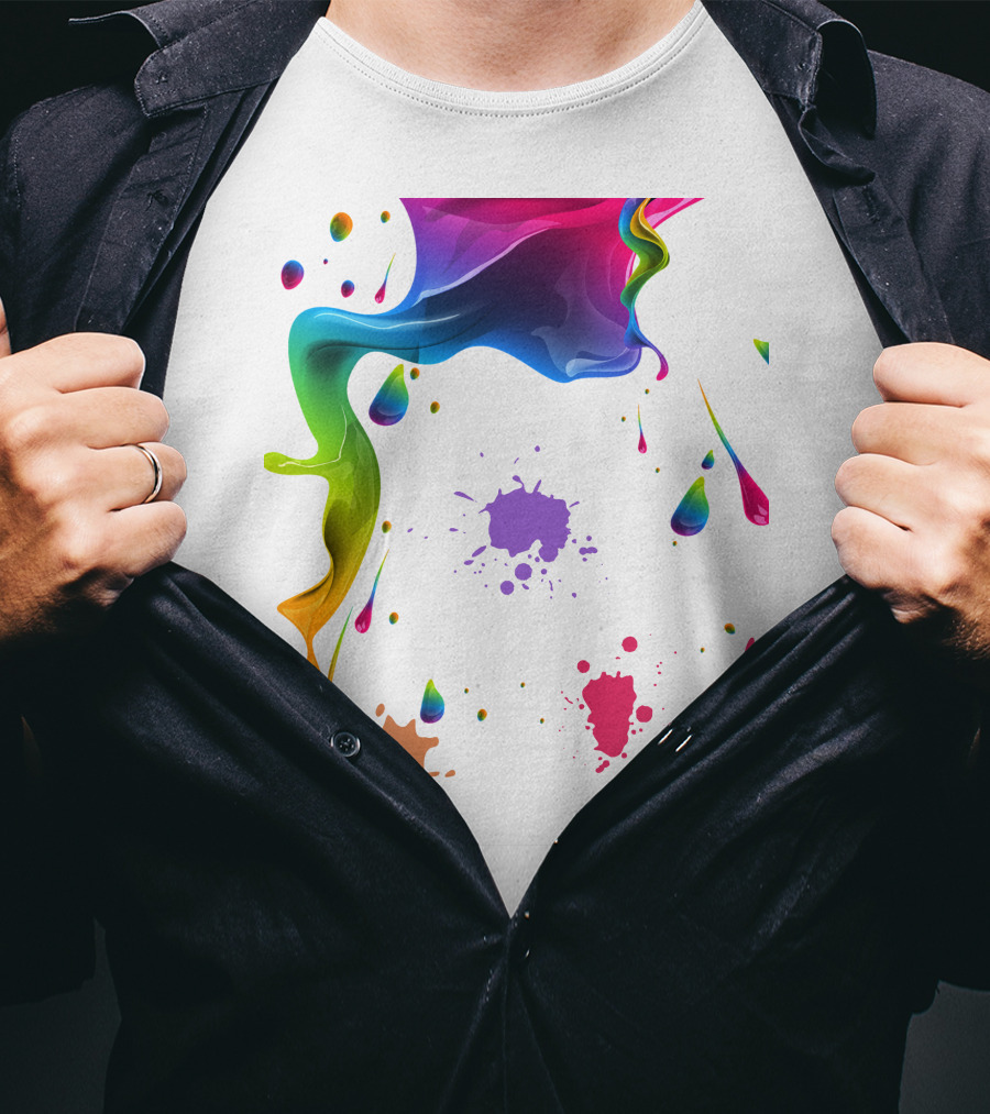 Waterpaint Colorful Splatter Vibrant Drips And Drops T-Shirt