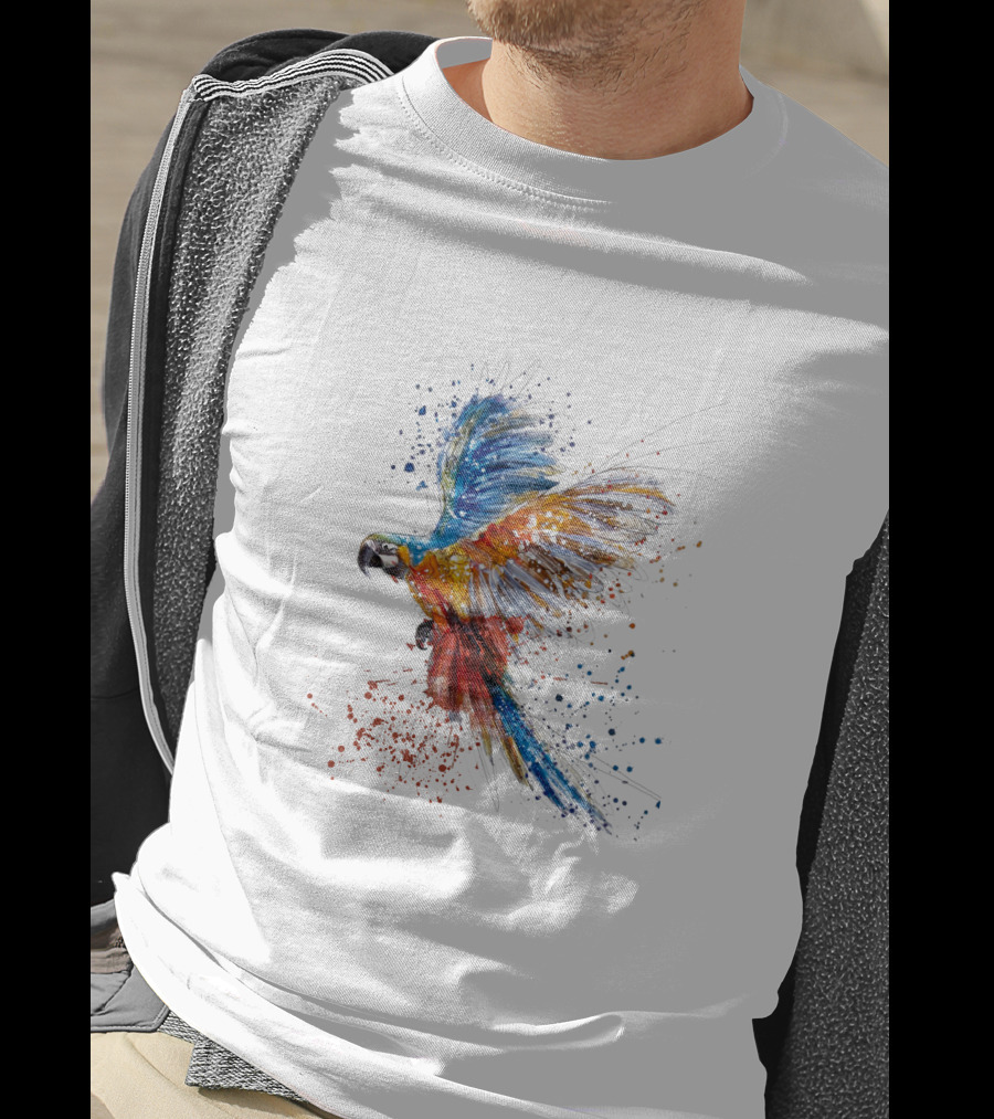 Colorful Splatter Parrot Flight T-Shirt