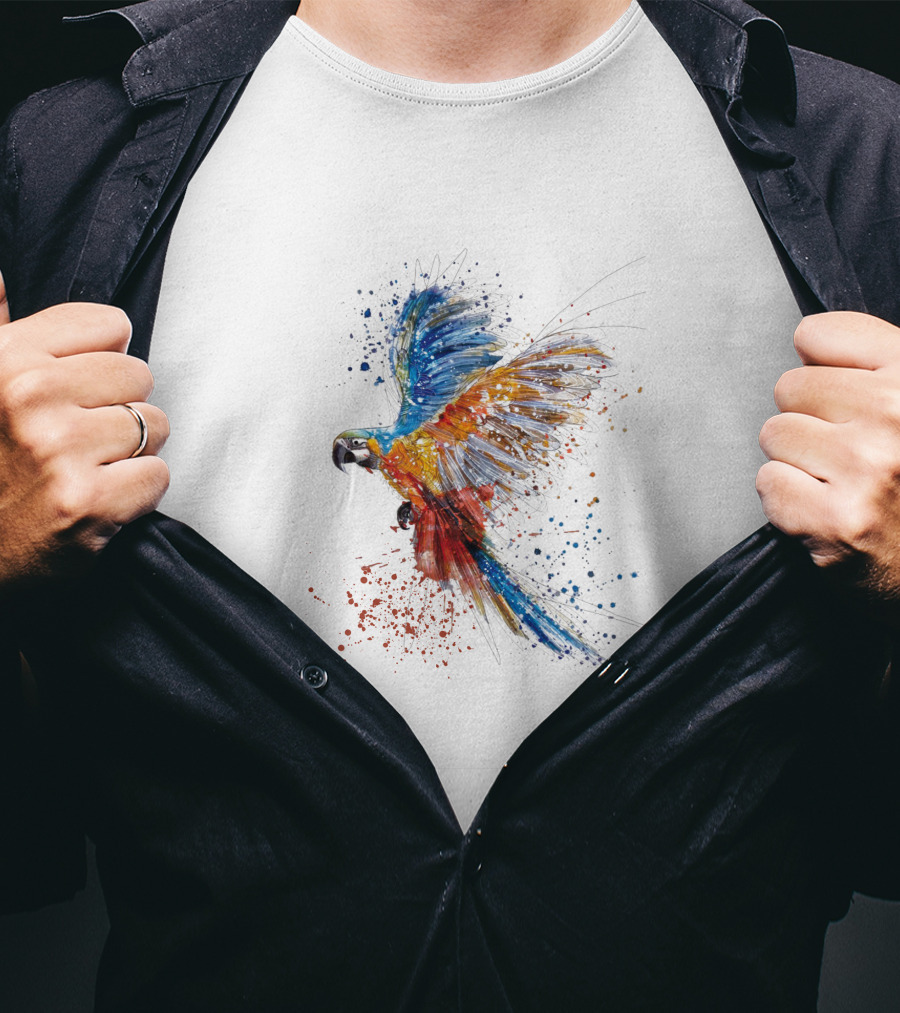 Colorful Splatter Parrot Flight T-Shirt