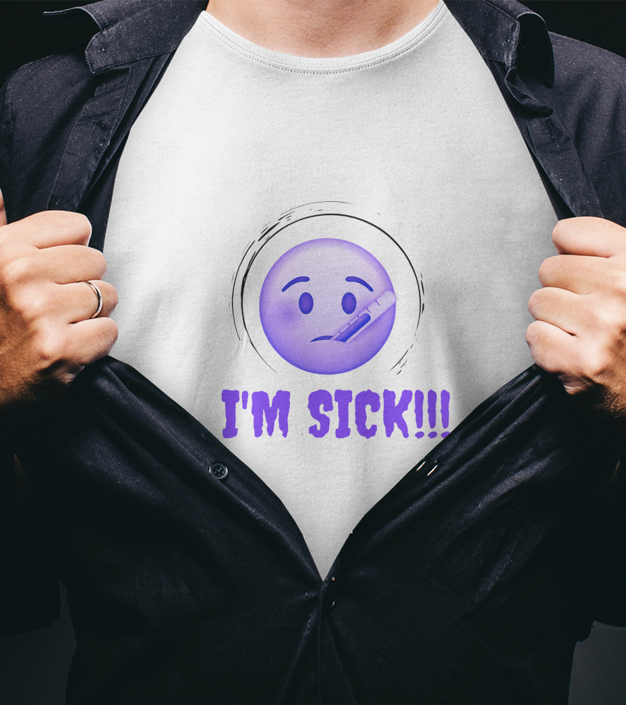 I'M SICK Emoji Face With Thermometer T-Shirt