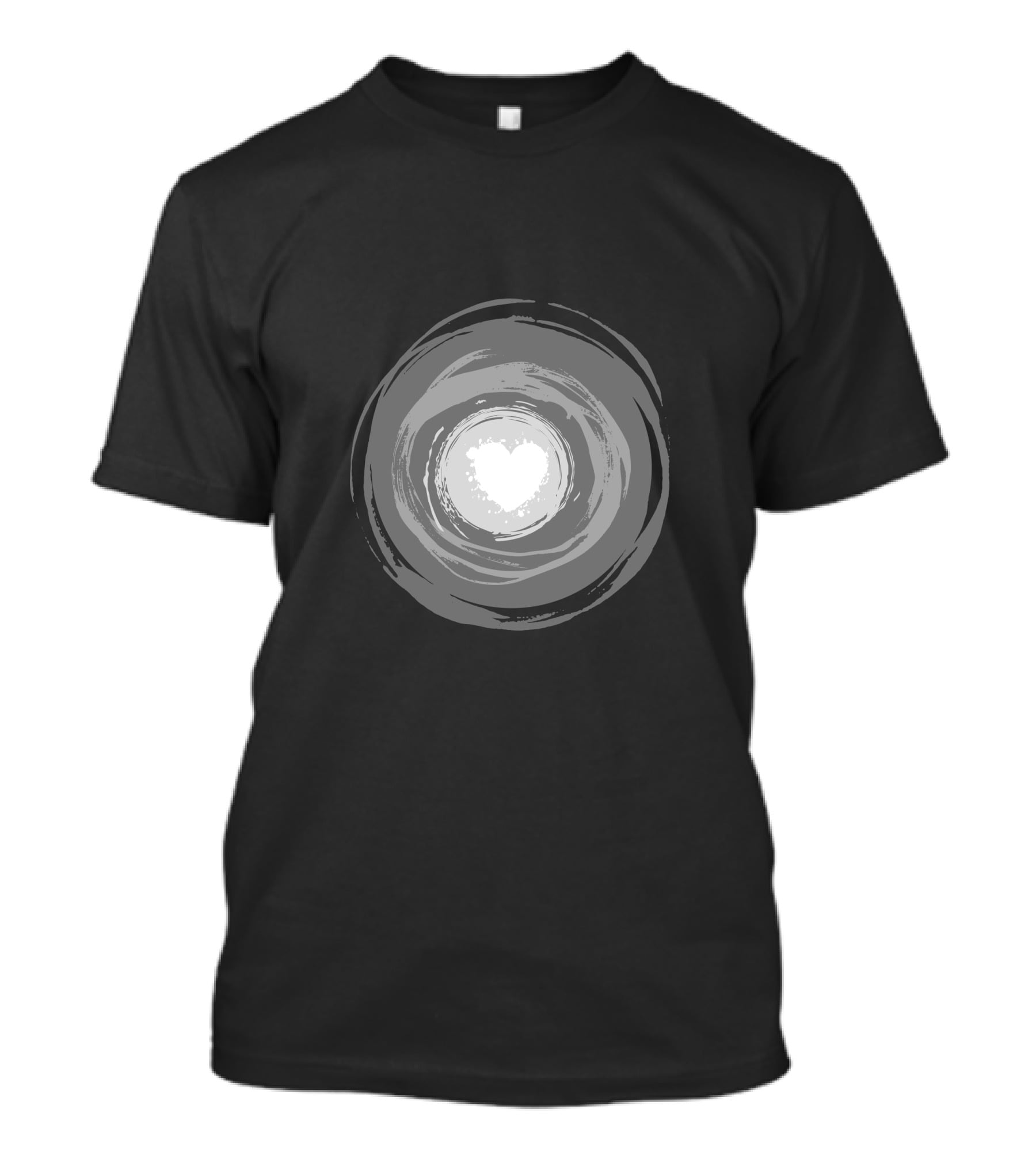 Color Circle Heart Center Monochrome Swirl T-Shirt