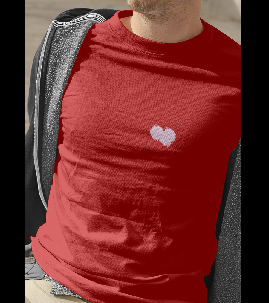 Heart With Framed Brushstroke Texture On Red T-Shirt