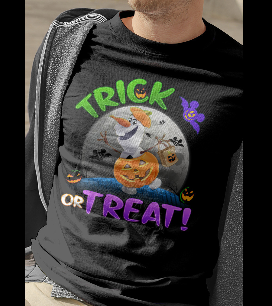 Trick Or Treat Halloween Olaf Pumpkin Moon T-Shirt