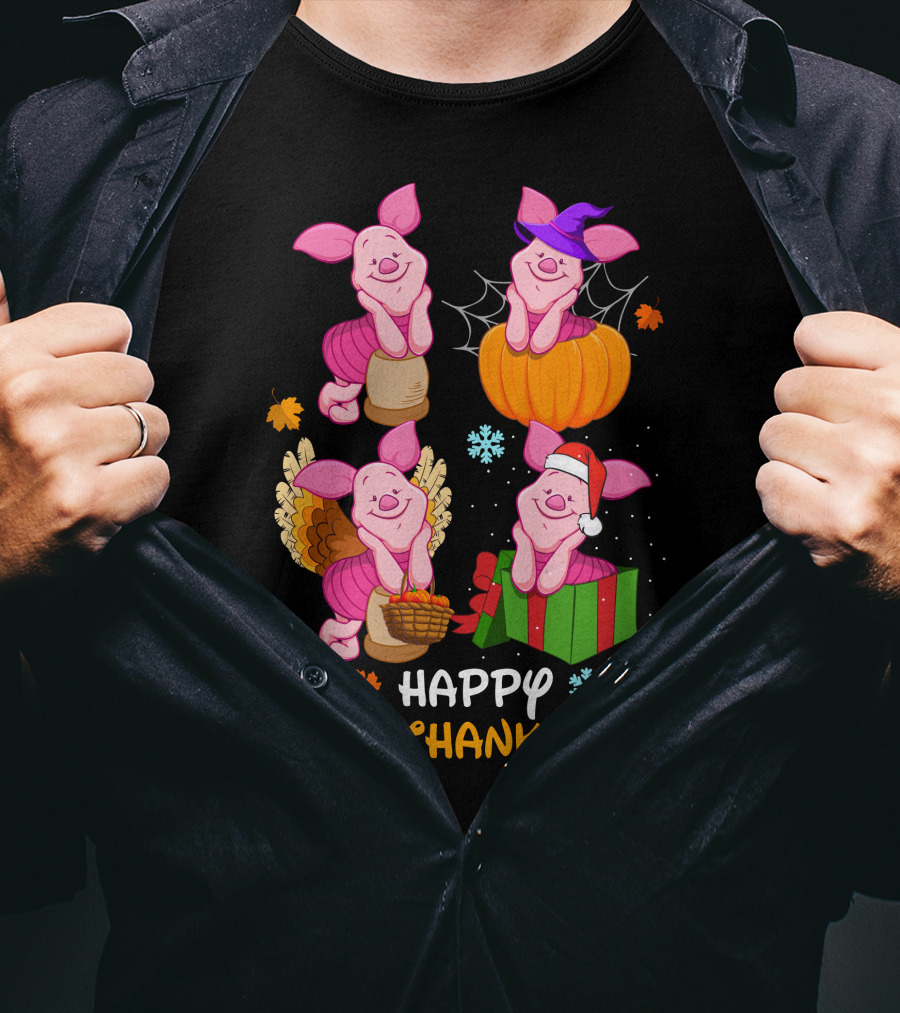 Happy Hallothanksmas Piglet Festive Seasons T-Shirt