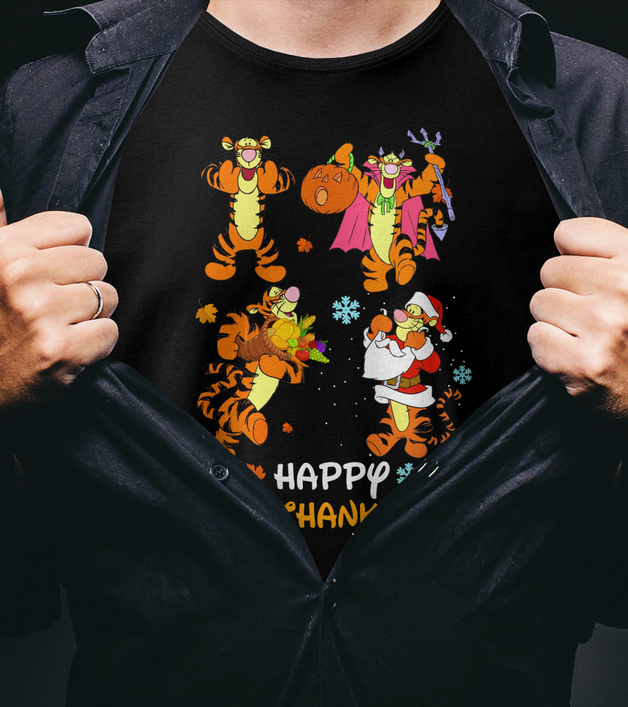 Happy Hallothanksmas Tigger Disney Holiday Crossover T-Shirt