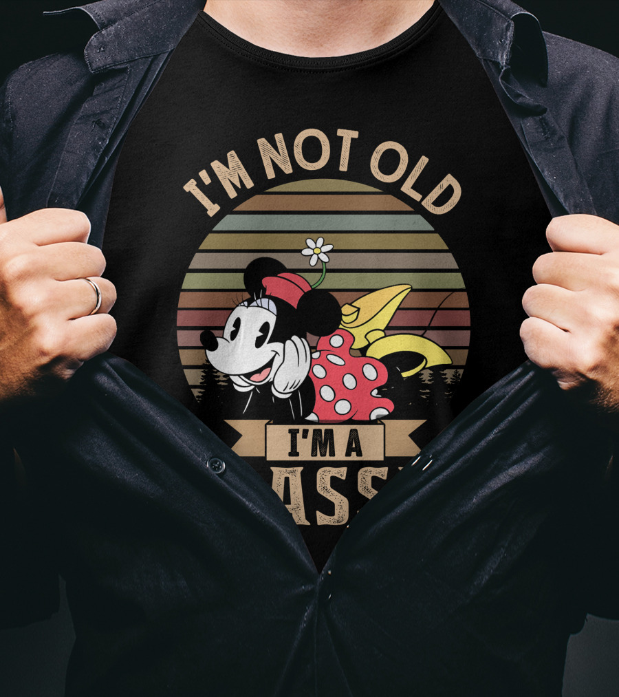 I'm Not Old I'm A Classic Minnie Mouse Retro Vintage Stripes T-Shirt
